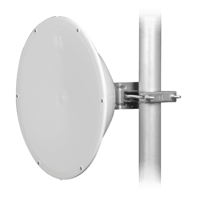 Antena direccional de Alto Rendimiento/ Parábola profunda para mayor aislamiento al ruido / 24.5 dBi / (4.9 - 6.4 GHz) / Conectores N-Hembra / Fácil Montaje y Soporte de acero inoxidable / Radomo Incluido