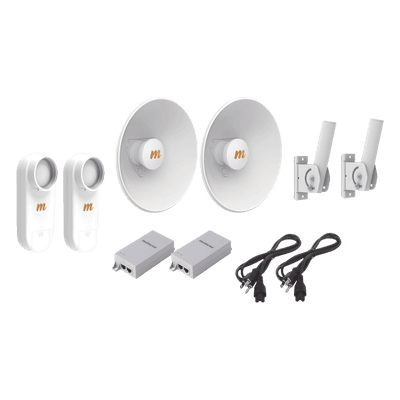 Kit de 2 radios C5X / Con antena N5-X25-2PACK (25 dBi) / Frecuencia extendida (4.9 a 6.4 GHz) / Incluye inyector POE / cable de alimentación y 2 FLEXIMOUNT-XL de / Ideal para hasta 10 km