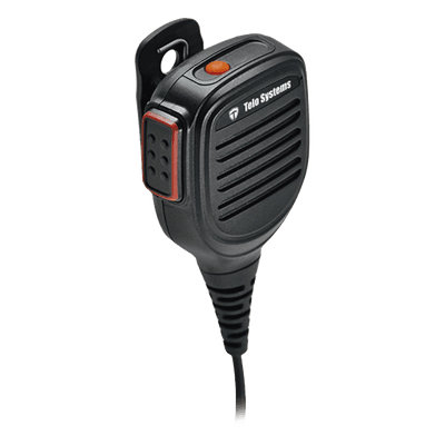 Micrófono-Bocina para Radio Portátil / IP67 / Clip Giratorio 360° / Cable Kevlar 30 lbs / Emergencia / Cable Retráctil 390-1500 mm