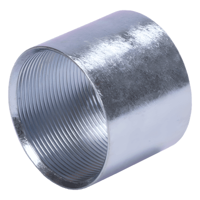 Cople de Pared Gruesa / 3" (76mm) / Rosca NPT / Galvanizado / Etiqueta Amarilla / Interior y Exterior Controlado