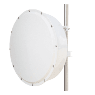 Antena direccional de alta resistencia, Ganancia 30 dBi, (4.9 -6.5 GHz), Plato hondo para mayor inmunidad al ruido, Conectores N-Hembra, Montaje y radomo incluido