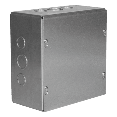 Caja de Conexiones Empotrada / Acero Galvanizado / 10 x 10 x 4 in (25.4 x 25.4 x 10.2 cm) / 5 Entradas Laterales-Finales / UL Listed