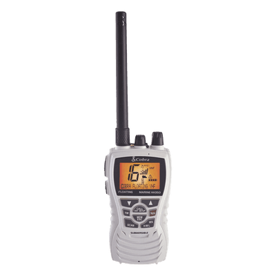 Radio portátil marino, flotante y sumergible con función de eliminación de agua de la bocina mediante vibración, potencia de RF de 6 Watts.