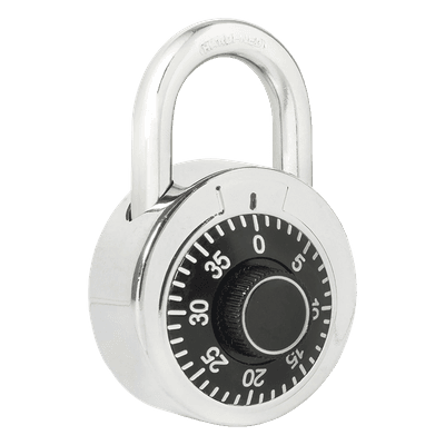 Candado de Combinación / Cuerpo 50 mm / Seguridad Nivel 3 / Combinación de Disco 3 Pasos / Gancho 7.5 mm / Acero Cromado