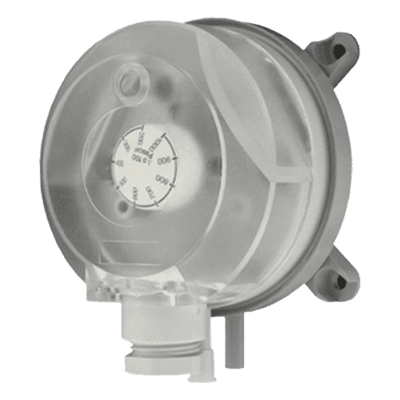 Interruptor de Presión Diferencial Ajustable / Rango 0.08 a 20 inH₂O (20 a 5000 Pa) / Contacto SPDT 1.5 A / IP54 / 1,000,000 Operaciones