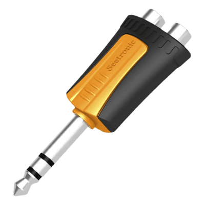 Adaptador de Audio Estéreo / Plug 1/4" (6.3 mm) a 2 x RCA Hembra / Carcasa Plástica / Precableado
