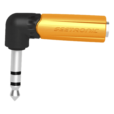 Adaptador de Audio Estéreo / Jack 1/4in a 1/4in / Ángulo Recto / Carcasa Plástica
