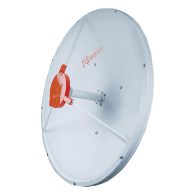 Antena parabólica profunda blindada / 3 ft (0.9 m) / 4.5-5.5 GHz / 34 dBi / SLANT 45° y 90° / Alcance 60 km / N-hembra