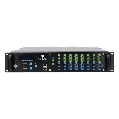 Amplificador Óptico EYDFA / 16 Puertos 1550 nm / Salida 22 dBm / GPON EPON XGS-PON / Gestión SNMP y Web