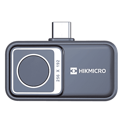 Cámara Termográfica para Smartphone / Resolución IR 256 x 192 / SuperIR / Rango -20°C a 400°C / Precisión ±2°C o ±2% / Campo de Visión 50° × 37.2° / USB-C y Lightning / IP40