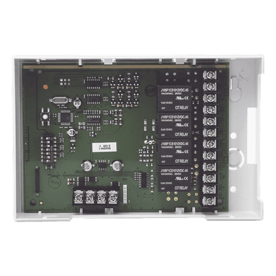 Módulo Expansor de Relevadores / 4 Salidas SPDT Tipo C / Conexión por Bus de Teclado 4 Hilos / Supervisión de Cableado / 16 Direcciones DIP Switch