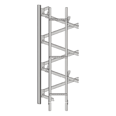 Guía de Cable Tipo Escalerilla / 20 pies (6m) de Altura / Separación 4 pies (1.2m) / 5 Peldaños / Montaje en Cara de Torre