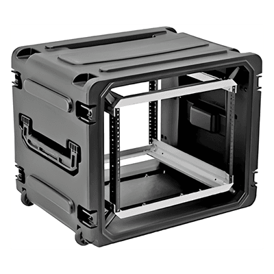 Gabinete Móvil con Amortiguador / Rack 19" / 8U / Ruedas Integradas / Resistente a Golpes y Agua / Pestillos Antipolvo