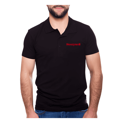 Playera polo / Algodón / Color negro / Talla grande (L) / Logotipo Honeywell bordado / Uso corporativo