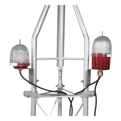 Lámpara de Obstrucción LED / Doble Lámpara / 100,000 Horas / 110-240 Vca / Certificación OACI L-810 / Protección Contra Rayos / Montaje Vertical u Horizontal