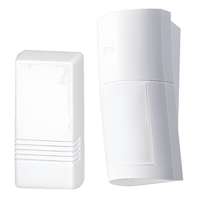 Detector PIR Exterior Inalámbrico / 120° / 12 m (40 ft) / Montaje Ajustable 0.8 a 2.7 m (2.6 a 8.9 ft) / 2 Zonas Independientes / IP Compatible