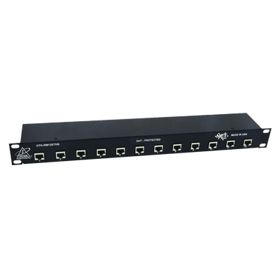 Protector de puertos IP / 12 Canales / CAT5e-CAT6A / 10Gbps / 20kA / Blindado