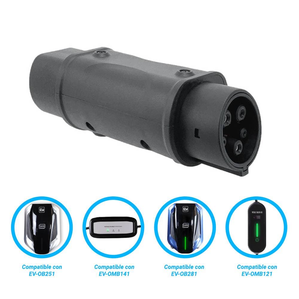 ADAPTADOR T2-T1 ALTER DE CONECTOR TIPO 2 A TIPO 1 COMPATIBLE CON CARGADORES EV-OMB281 - EV-OB253, EV-OMB121 Y EV-OMB141