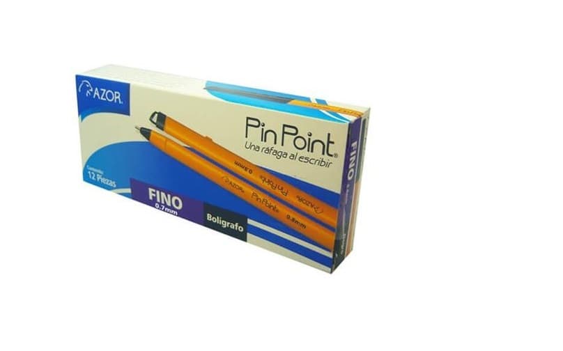 Bolígrafo AZOR PIN POINT. Caja con 12 Piezas. Tinta Negro. Punta 0.7 mm -