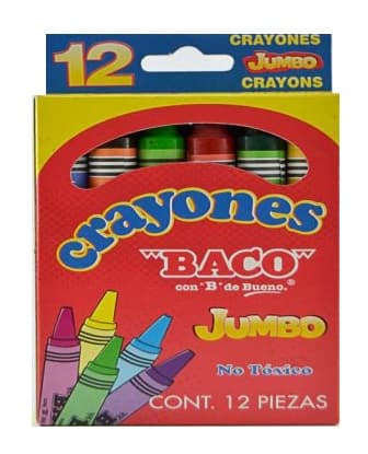 Crayones BACO JUMBO 65483. Surtido con 12 Piezas Colores Variados. -