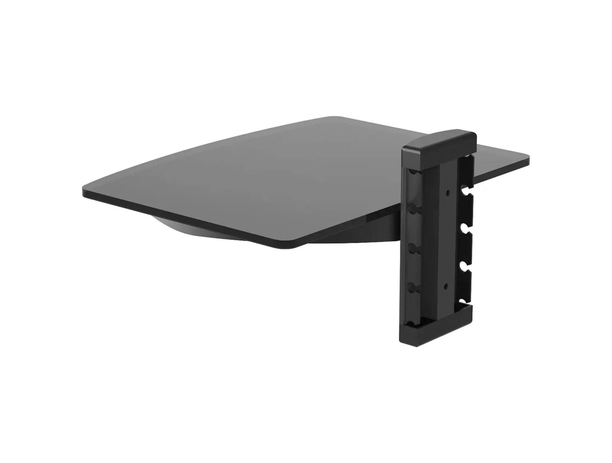 Repisa flotante ajustable de cristal templado. soporta hasta 10 kgs. kit y manual de instalación incluido. -