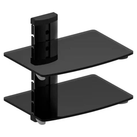 Repisa doble flotante ajustable de cristal templado. soporta hasta 10 kgs. kit y manual de instalación incluido. -
