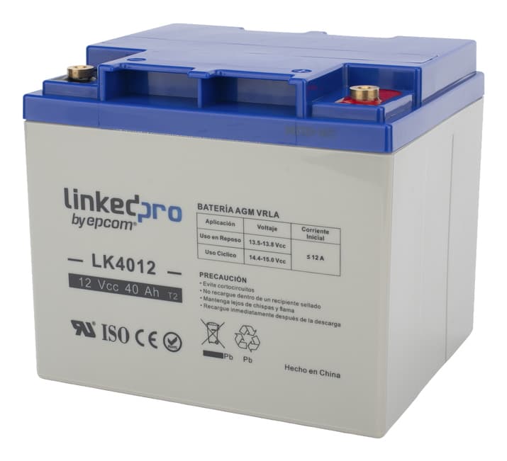 Batería de respaldo 12 V | 40 Ah | AGM | Especial para Seguridad Electrónica | UPS | Sistemas de Emergencia | Certificada UL | Terminales T2 -