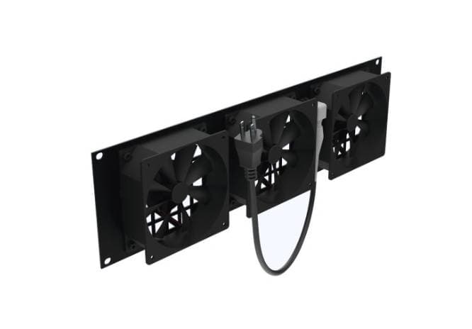Kit de 3 Ventilador 110 Vca (12 x 12 cm) con Clavija 5-15P. Para instalación en Postes Rack -