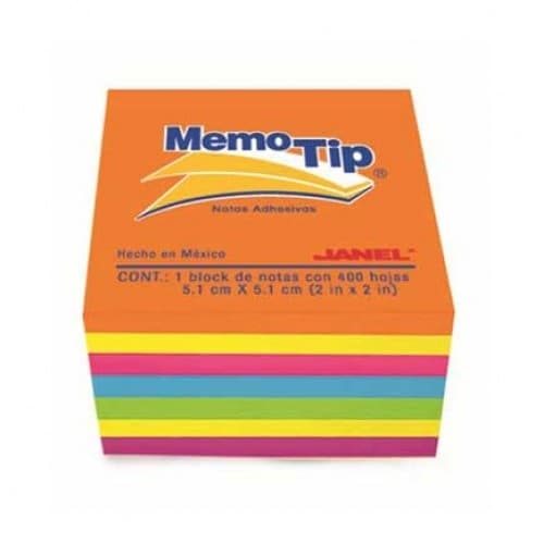 Nota Adhesiva Memo Tip 6590202297 - 400 Hojas, Neon, 2x2 Inches
