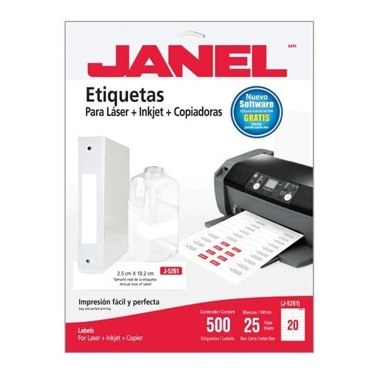 Etiquetas Adhesivas Janel 109 Láser 25x102 100 Hojas C/2000 Código: 1095261101 -