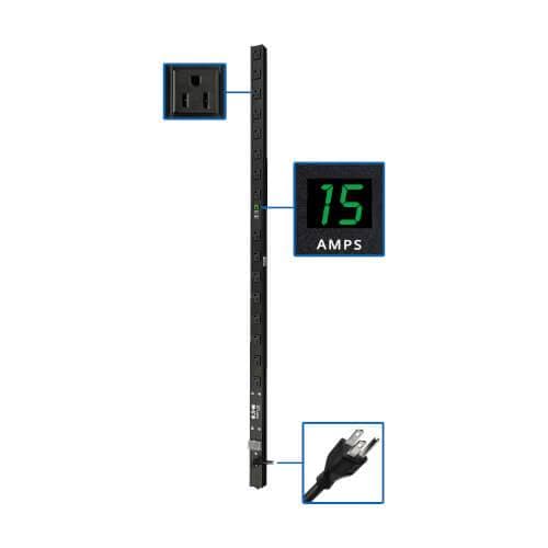 Barra PDU Monofásico - Tripp Lite, Modelo PDUMV15, PDU Monofásico de 12A 120V con Medidor Digital Local