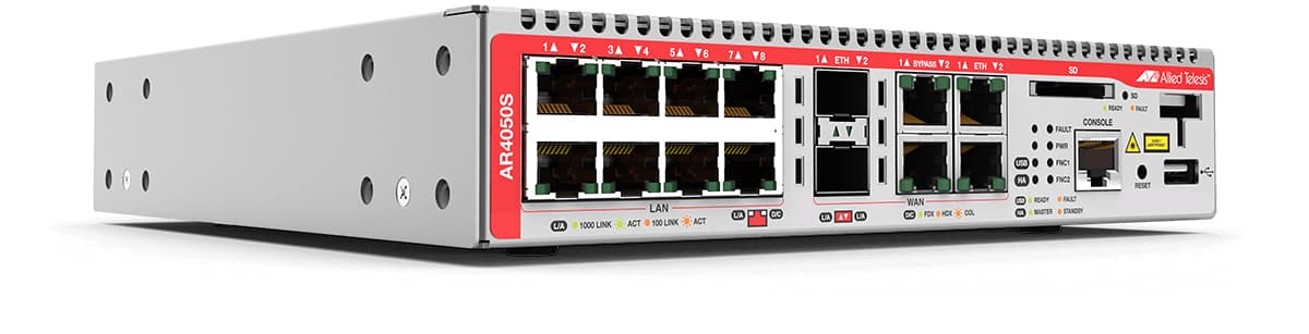 Router ALLIED TELESIS Firewall UTM. SD-WAN Controlador Wireless (AWC) - con 2 Puertos WAN Gigabit Combo + 8 puertos LAN Gigabit. AT-AR4050S-10