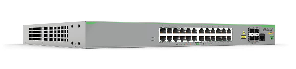 Switch ALLIED TELESIS PoE+ Administrable CentreCOM FS980M/28PS-10 - Capa 3 de 24 Puertos 10/100 Mbps + 4 puertos SFP, 375 W. AT-FS980M/28PS-10