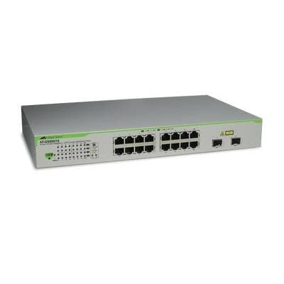 Switch ALLIED TELESIS Gigabit WebSmart de 16 puertos 10/100/1000 Mbps (2 x Combo) + 2 puertos gigabit SFP (Combo) AT-GS950-16-10. -
